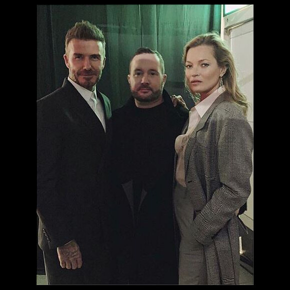 David Beckham, Kim Jones et Kate Moss assistent au défilé Dior Homme (pré-collection automne 2019) à Tokyo. Le 30 novembre 2018.