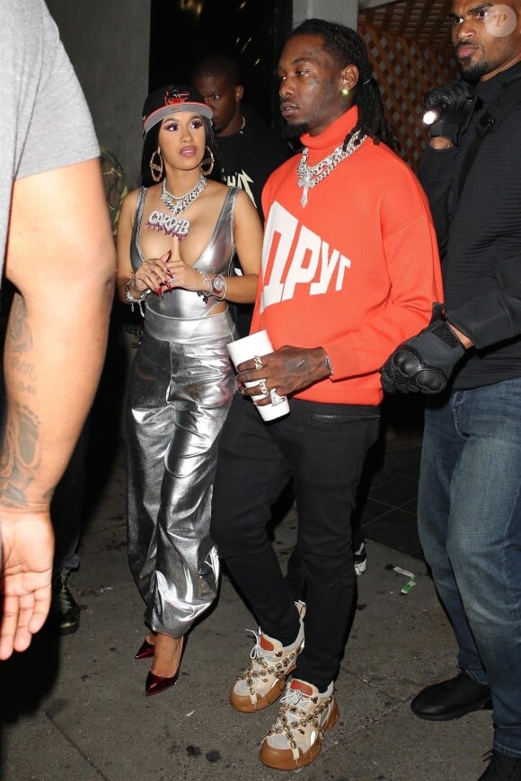 Cardi B et son compagnon Offset sont allés faire la fête au Argyle night club après le concert de Drake au Staple Center à Los Angeles, le 14 octobre 2018