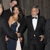 Amal Clooney et George Clooney à la sortie du dîner United Nations Correspondence Association au Cipriani à New York, le 5 décembre 2018.