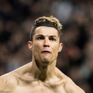 Real Madrid's Cristiano Ronaldo (L) jubilates a goal during the UEFA Champions League quarter final second leg match between Real Madrid and Juventus at the Santiago Bernabeu stadium in Madrid, Spain, April 11, 2018. Photo by Rodrigo Jimenez/Efe/ABACAPRESS.COM12/04/2018 - Madrid