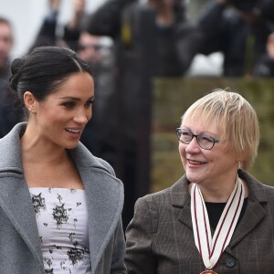 Meghan Markle, duchesse de Sussex, visite le foyer Royal Variety de "Brinsworth House", à Twickenham, Royaume Uni, le 18 décembre 2018.