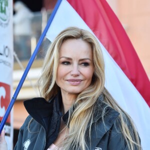 Adriana Karembeu, marraine de la 11e édition de l'Africa Eco Race, donne le départ du Rallye le 30 décembre 2018 à Monaco. © Bruno Bebert/Bestimage