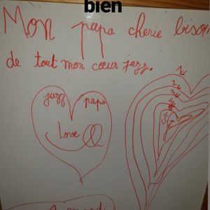 L'adorable mot de la petite Jazz (6 ans) pour son papa Camille Lacourt, le 8 janvier 2019 sur Instagram.