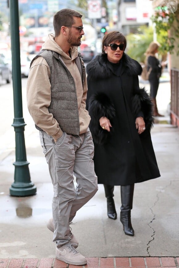 Exclusif - Kris Jenner et Scott Disick arrivent au restaurant Oliva Trattoria à Sherman Oaks, le 7 janvier 2019.