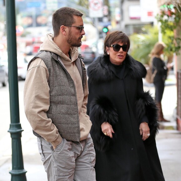 Exclusif - Kris Jenner et Scott Disick arrivent au restaurant Oliva Trattoria à Sherman Oaks, le 7 janvier 2019.