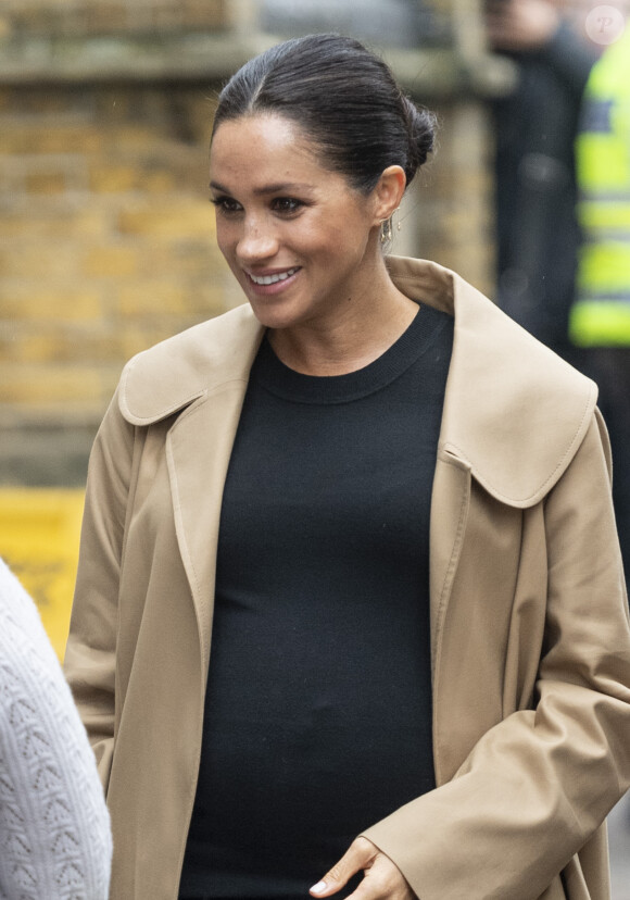 Meghan Markle, duchesse de Sussex, enceinte, en visite auprès de l'association Smart Works, à Londres le 10 janvier 2019.