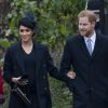Le prince Harry, duc de Sussex, et Meghan Markle, la duchesse de Sussex enceinte - La famille royale britannique se rend à la messe de Noël à l'église Sainte-Marie-Madeleine à Sandringham, le 25 décembre 2018.
