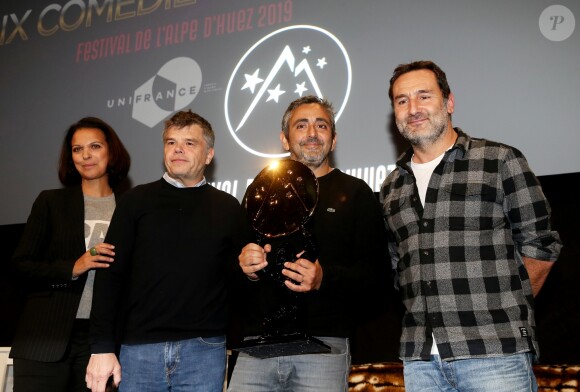 Isabelle Giordano, Eric Toledano et Gilles Lellouche, Prix spécial Unifrance pour "Le sens de la fête" - Soirée d'ouverture du 22ème Festival International du Film de Comédie de l'Alpe d'Huez, le 15 Janvier 2019. © Dominique Jacovides/Bestimage