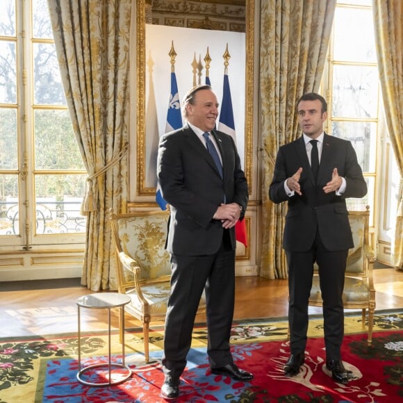 Le président Emmanuel Macron reçoit François Legault, nouveau Premier ministre du Québec, au palais de l'Elysée à Paris le 21 janvier 2019. Gilles Rolle / Pool / Bestimage