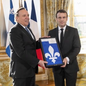 Le président Emmanuel Macron reçoit François Legault, nouveau Premier ministre du Québec, au palais de l'Elysée à Paris le 21 janvier 2019. Gilles Rolle / Pool / Bestimage