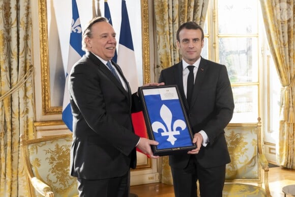 Le président Emmanuel Macron reçoit François Legault, nouveau Premier ministre du Québec, au palais de l'Elysée à Paris le 21 janvier 2019. Gilles Rolle / Pool / Bestimage