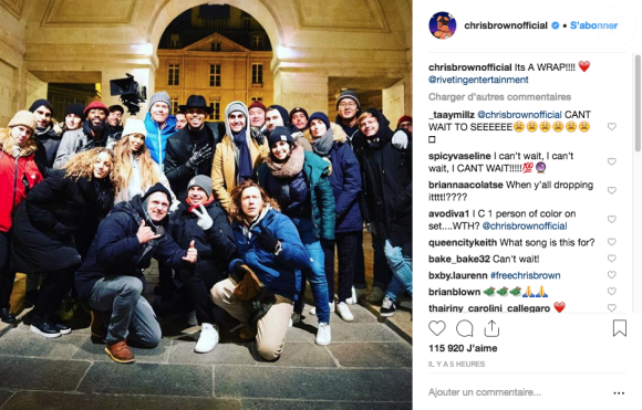 Chris Brown termine le tournage d'un nouveau clip à Paris, le 24 janvier 2019.