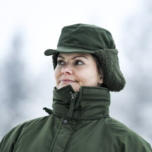 La princesse Victoria de Suède en visite dans un bataillon de chasseurs et une unité hivernale de l'armée à Arvidsjaur, en Laponie, le 23 janvier 2019 par -26°C.