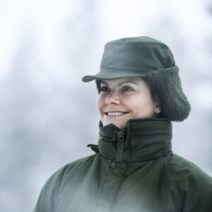 La princesse Victoria de Suède en visite dans un bataillon de chasseurs et une unité hivernale de l'armée à Arvidsjaur, en Laponie, le 23 janvier 2019 par -26°C.