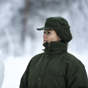 La princesse Victoria de Suède en visite dans un bataillon de chasseurs et une unité hivernale de l'armée à Arvidsjaur, en Laponie, le 23 janvier 2019 par -26°C.