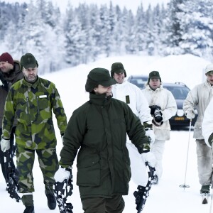 La princesse Victoria de Suède en visite dans un bataillon de chasseurs et une unité hivernale de l'armée à Arvidsjaur, en Laponie, le 23 janvier 2019 par -26°C.