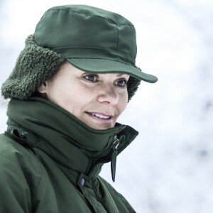 La princesse Victoria de Suède en visite dans un bataillon de chasseurs et une unité hivernale de l'armée à Arvidsjaur, en Laponie, le 23 janvier 2019 par -26°C.