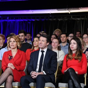 Exclusif - Christian Estrosi, le maire de Nice, et sa femme, Laura Tenoudji Estrosi durant la traditionnelle cérémonie des Voeux des Amis du Maire au Palais de la Méditerrnée à Nice le 28 janvier 2019. © Bruno Bebert/Bestimage