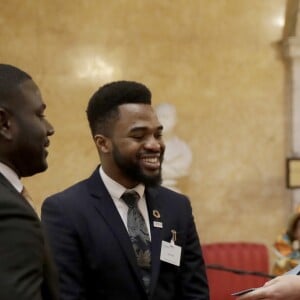 Le prince Harry, duc de Sussex, lors d'un déjeuner avec des membres du Commonwealth à Lancaster House, Londres le 30 janvier 2019.