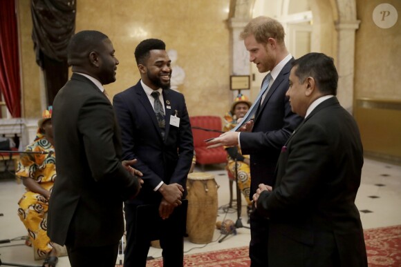 Le prince Harry, duc de Sussex, lors d'un déjeuner avec des membres du Commonwealth à Lancaster House, Londres le 30 janvier 2019.