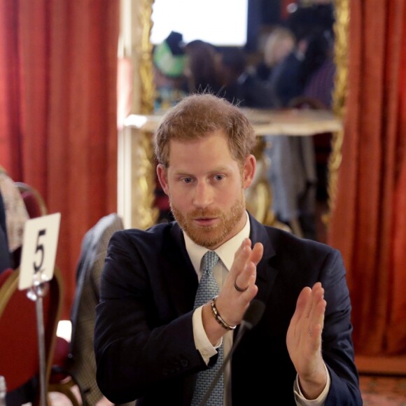 Le prince Harry, duc de Sussex, lors d'un déjeuner avec des membres du Commonwealth à Lancaster House, Londres le 30 janvier 2019.