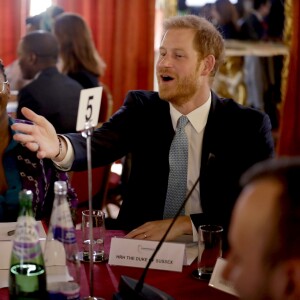 Le prince Harry, duc de Sussex, lors d'un déjeuner avec des membres du Commonwealth à Lancaster House, Londres le 30 janvier 2019.