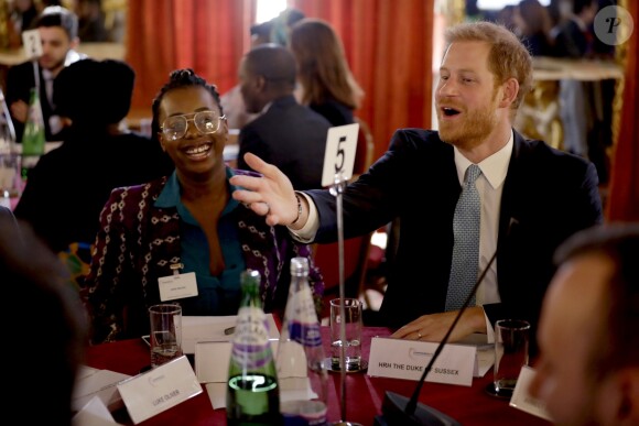 Le prince Harry, duc de Sussex, lors d'un déjeuner avec des membres du Commonwealth à Lancaster House, Londres le 30 janvier 2019.