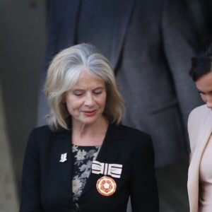 Meghan Markle (enceinte), duchesse de Sussex, à la sortie du National Theatre à Londres. Le 30 janvier 2019.