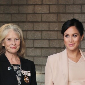 Meghan Markle (enceinte), duchesse de Sussex, à la sortie du National Theatre à Londres. Le 30 janvier 2019.