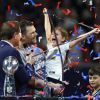 Tom Brady fête la victoire des New England Patriots au Super Bowl LIII à Atlanta. Le 3 février 2019.