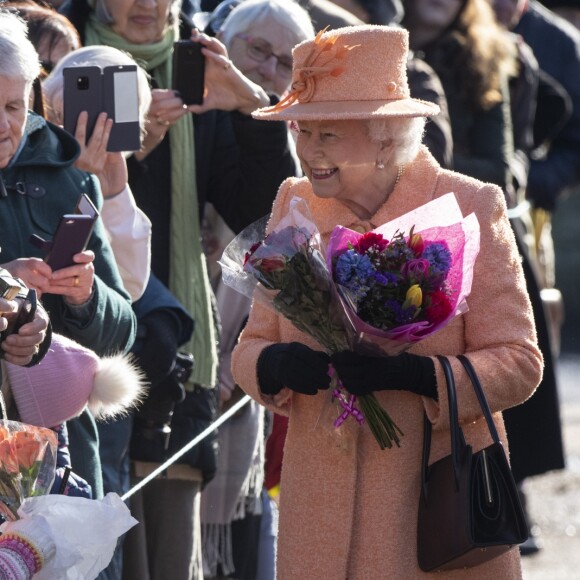 La reine Elisabeth II d'Angleterre se rend à la messe à West Newton le 3 février, 2019.