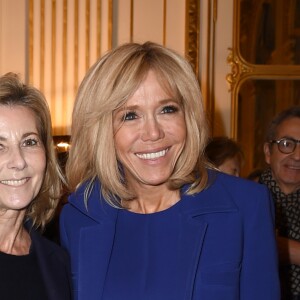 Claire Chazal et Brigitte Macron - Remise des insignes de chevalier de l'Ordre national de la Légion d'Honneur au metteur en scène Olivier Py au ministère de la Culture à Paris, le 6 février 2019. © Giancarlo Gorassini/Bestimage