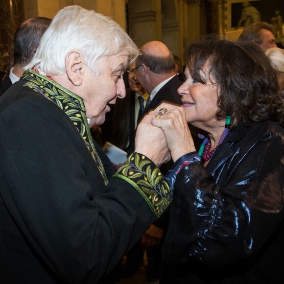 Jacques Perrin et Claudia Cardinale - Installation de Jacques Perrin à l'Academie des beaux-arts sous la coupole de l'Institut de France à Paris le 6 février 2018. © Cyril Moreau/Bestimage