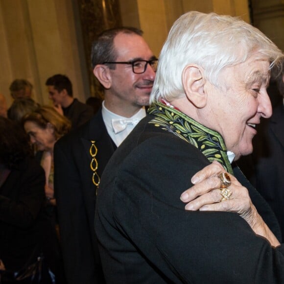 Jacques Perrin et Claudia Cardinale - Installation de Jacques Perrin à l'Academie des beaux-arts sous la coupole de l'Institut de France à Paris le 6 février 2018. © Cyril Moreau/Bestimage