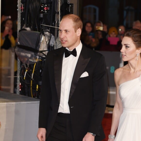 Le prince William et Catherine Kate Middleton, la duchesse de Cambridge arrivent à la 72ème cérémonie annuelle des BAFTA Awards au Royal Albert Hall à Londres, le 10 février 2019.