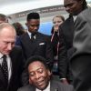 Gordon Banks, Vladimir Poutine et Pelé - Tirage de la coupe du monde de Football 2018 en Russie à Moscou le 1er decembre 2017.