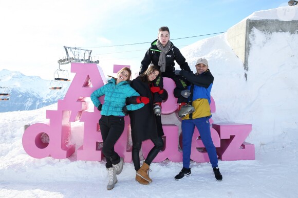 Andy Raconte (Nadège Dabrowski) , Charlotte Gabris, Mister V (Yvick Letexier) et Panayotis Pascot lors du 20ème Festival du film de comédie à l'Alpe d'Huez, le 18 janvier 2017. © Dominique Jacovides/Bestimage