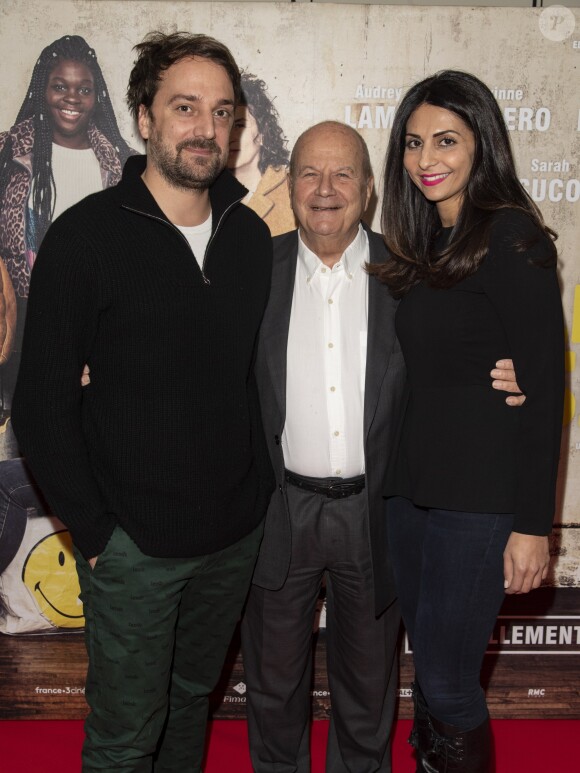 Exclusif - Louis-Julien Petit (réalisateur du film), Marc Ladreit de Lacharrière (co-producteur) et Liza Benguigui (productrice déléguée) - Projection privée du film "Les Invisibles" au cinéma Elysées Biarritz à Paris, France, le 14 février 2019. © Pierre Perusseau/Bestimage
