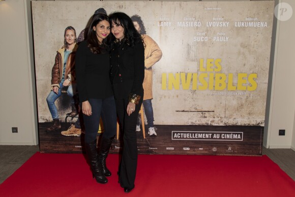 Exclusif - Yamina Benguigui (co-productrice) avec sa fille Liza Benguigui (productrice déléguée) - Projection privée du film "Les Invisibles" au cinéma Elysées Biarritz à Paris, France, le 14 février 2019. © Pierre Perusseau/Bestimage