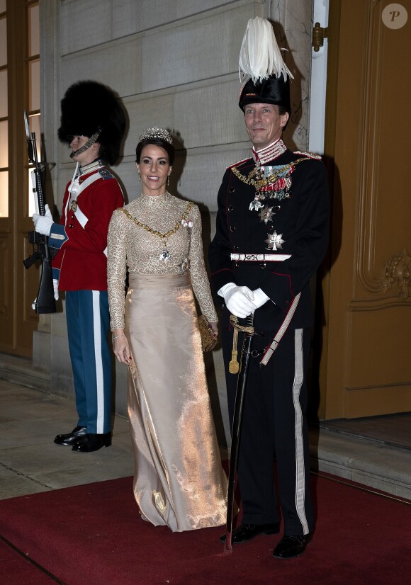 Le prince Joachim de Danemark et la princesse Marie de Danemark au banquet du Nouvel An 2019 de la famille royale de Danemark au palais d'Amalienborg à Copenhague, le 1er janvier 2019.