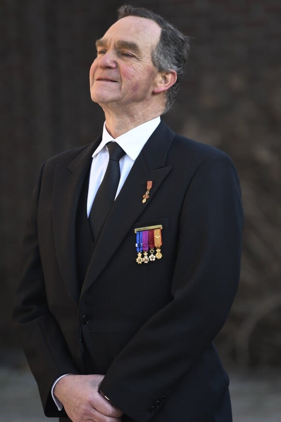 Le prince Michel de Ligne lors des obsèques de sa mère la princesse Alix de Ligne (née princesse de Luxembourg) le 16 février 2019 en l'église Saint-Pierre à Beloeil, en Belgique.