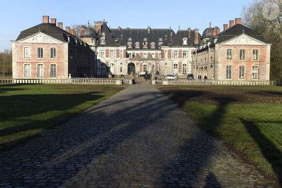 Image du château de Beloeil le jour des obsèques de la princesse Alix de Ligne (née princesse de Luxembourg), le 16 février 2019 en l'église Saint-Pierre à Beloeil, en Belgique.