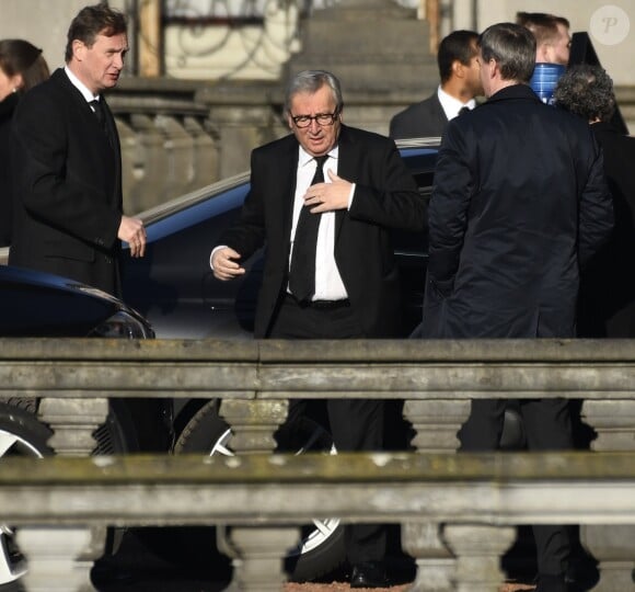 Jean-Claude Juncker lors des obsèques de la princesse Alix de Ligne (née princesse de Luxembourg) le 16 février 2019 en l'église Saint-Pierre à Beloeil, en Belgique.