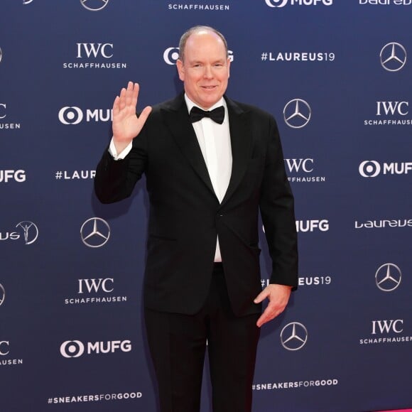 Le prince Albert II de Monaco - Les célébrités posent sur le tapis rouge lors de la soirée des "Laureus World sports Awards" à Monaco le 18 février, 2019.