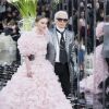 Lily-Rose Depp et Karl Lagerfeld au 2ème défilé de mode Haute-Couture printemps-été 2017 "Chanel" au Grand Palais à Paris le 24 janvier 2017. © Olivier Borde / Bestimage