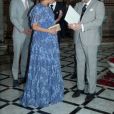  Le prince Harry et Meghan Markle, duchesse de Sussex, enceinte et en robe Carolina Herrera, ont été reçus par le roi Mohammed VI du Maroc et sa famille à la résidence royale à Salé le 25 février 2019 pour une cérémonie du thé et une audience privée, dernier engagement de leurs visite officielle au Maroc. 