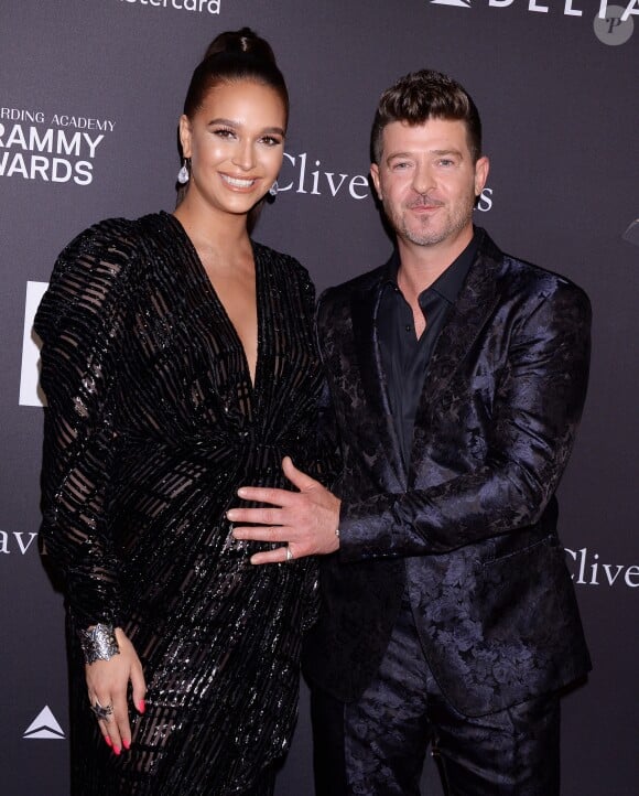 Robin Thicke et sa compagne April Love Geary, enceinte - Les célébrités posent lors de la soirée des Pre-Grammy Awards à Los Angeles le 10 février 2019.