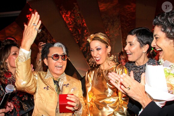 Marpessa Hennink, Kenzo Takada, Pat Cleveland et Cristina Cordula pendant la soirée "Kenzo Takada's Birthday Night" pour fêter les 80 ans de Kenzo Takada au Pavillon Ledoyen à Paris, France, le 28 février 2019. © Philippe Baldini/Bestimage