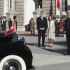 Le roi Felipe VI et la reine Letizia d'Espagne lors de la cérémonie de bienvenue en l'honneur du président péruvien Martin Alberto Vizcarra Cornejo et de sa femme Maribel Diaz Cabello à Madrid le 27 février 2019.