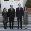 Le roi Felipe VI et la reine Letizia d'Espagne ont accueilli à déjeuner au palais de la Zarzuela le président péruvien Martin Alberto Vizcarra Cornejo et sa femme Maribel Diaz à Madrid le 27 février 2019.